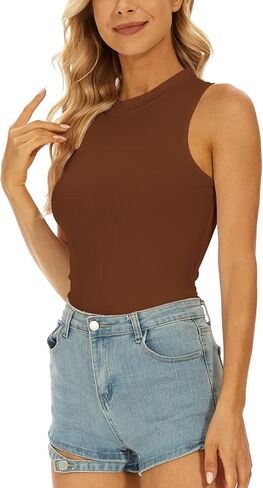 YIJIU المرأة وهمية الرقبة السلحفاة أكمام مثير تانك القمم ارتداءها سليم صالح بذلة يوتار الملابس in Kuwait