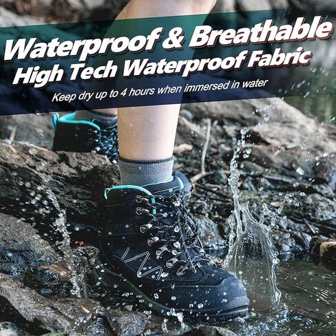 R CORD Hiking Boots Women Waterproof Ankle Support Womens Hiking Boots Backpacking Boots Breathable Non-slip Durable Boots for Outdoors in Kuwait