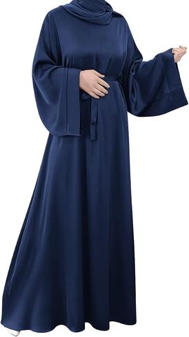 IMEKIS Women Muslim Abaya Long Sleeve Maxi Dress Loose Full Cover East Arabian Robe Dubai Islamic Dubai Prayer Clothes in Saudi Arabia