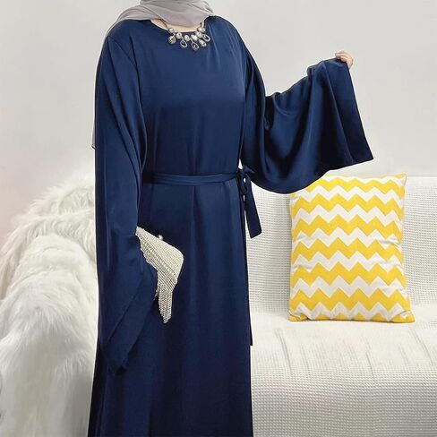 IMEKIS Women Muslim Abaya Long Sleeve Maxi Dress Loose Full Cover East Arabian Robe Dubai Islamic Dubai Prayer Clothes in Saudi Arabia