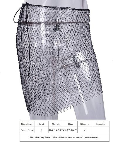 Women Rave See Through Hollow Out Rhinestone Bikini Cover Up Skirt Festival in Kuwait