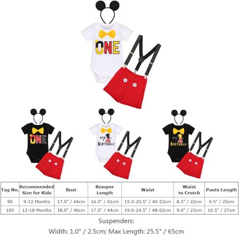 IMEKIS Baby Boys Mouse Costume Cosplay Bowtie Romper Suspenders Shorts Pants 1st Birthday Halloween Cake Smash Tuxedo Outfit in Kuwait