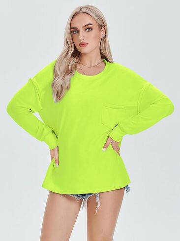 تي شيرت نسائي بأكمام طويلة من ATHMILE بلوزة غير رسمية بياقة دائرية 2023 Y2K تي شيرت أساسي in Kuwait