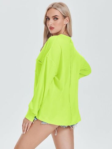 تي شيرت نسائي بأكمام طويلة من ATHMILE بلوزة غير رسمية بياقة دائرية 2023 Y2K تي شيرت أساسي in Kuwait