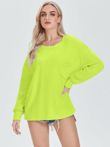 تي شيرت نسائي بأكمام طويلة من ATHMILE بلوزة غير رسمية بياقة دائرية 2023 Y2K تي شيرت أساسي in Kuwait