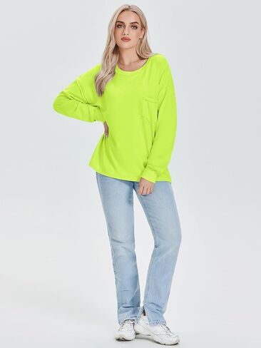 تي شيرت نسائي بأكمام طويلة من ATHMILE بلوزة غير رسمية بياقة دائرية 2023 Y2K تي شيرت أساسي in Kuwait