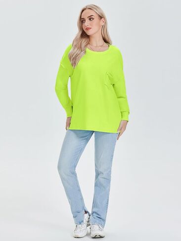 تي شيرت نسائي بأكمام طويلة من ATHMILE بلوزة غير رسمية بياقة دائرية 2023 Y2K تي شيرت أساسي in Kuwait