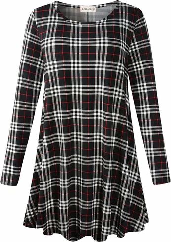 LARACE Plus Size Tunic Tops Long Sleeve Shirts for Women Swing Flowy Loose Fit Clothes for Leggings in Kuwait
