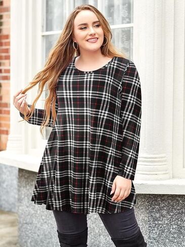 LARACE Plus Size Tunic Tops Long Sleeve Shirts for Women Swing Flowy Loose Fit Clothes for Leggings in Kuwait