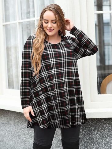 LARACE Plus Size Tunic Tops Long Sleeve Shirts for Women Swing Flowy Loose Fit Clothes for Leggings in Kuwait