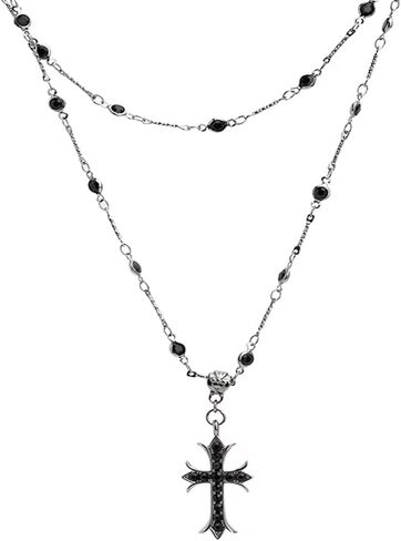 Z-Jeris Goth Cross Necklace, Goth Cross Choker,Gothic Cross Necklace,Beaded Cross Necklace,Gothic Jewelry for Women Girls in Kuwait
