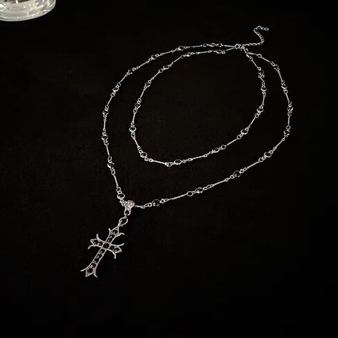 Z-Jeris Goth Cross Necklace, Goth Cross Choker,Gothic Cross Necklace,Beaded Cross Necklace,Gothic Jewelry for Women Girls in Kuwait
