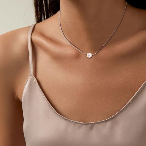 قلادة VIBILIA Dainty Pearl للنساء والفتيات، قلادة لؤلؤ المياه العذبة الطبيعية الصغيرة قلادة ذهبية مجوهرات عصرية للهدايا in Kuwait