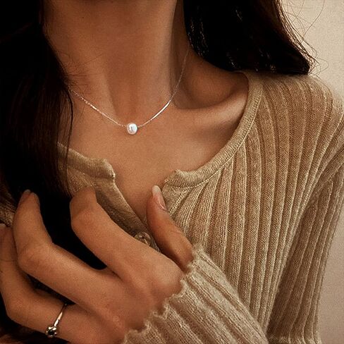 قلادة VIBILIA Dainty Pearl للنساء والفتيات، قلادة لؤلؤ المياه العذبة الطبيعية الصغيرة قلادة ذهبية مجوهرات عصرية للهدايا in Kuwait