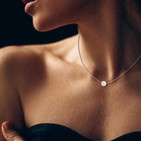 قلادة VIBILIA Dainty Pearl للنساء والفتيات، قلادة لؤلؤ المياه العذبة الطبيعية الصغيرة قلادة ذهبية مجوهرات عصرية للهدايا in Kuwait