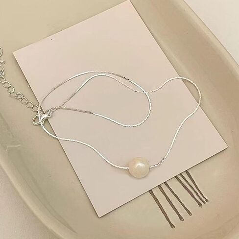 قلادة VIBILIA Dainty Pearl للنساء والفتيات، قلادة لؤلؤ المياه العذبة الطبيعية الصغيرة قلادة ذهبية مجوهرات عصرية للهدايا in Kuwait