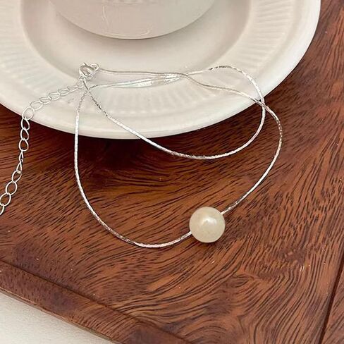 قلادة VIBILIA Dainty Pearl للنساء والفتيات، قلادة لؤلؤ المياه العذبة الطبيعية الصغيرة قلادة ذهبية مجوهرات عصرية للهدايا in Kuwait