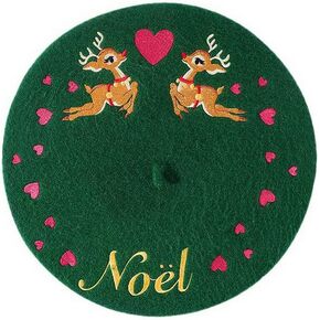 Golirsteca Unisex Cute Christmas Beret Cap with Decoration Pearl Sweet Wool Artist Beanies Hats