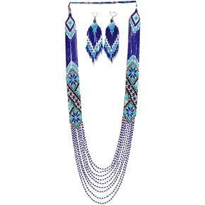 Native American Style Layered Beaded Necklace– Ukrainian beaded Necklace Native Handmade Seed Bead Necklace,Tribal ethnic beaded necklace La-4