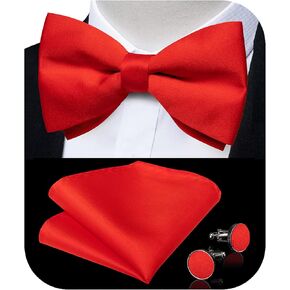 DiBanGu 3PCS Bow Ties for Men Pre-Tied Bow Tie and Pocket Square Set Adjustable Solid Satin Formal Tuxedo Bow Tie Wedding in Saudi Arabia