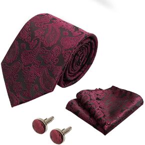 HBselect العلاقات للرجال بيزلي التعادل وجيب الكلاسيكية الأزهار الرجال العلاقات منديل أزرار أكمام مجموعة الزفاف ربطة العنق in Kuwait