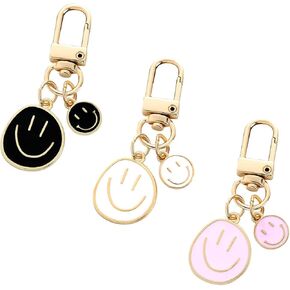 HOSBY 3 Pcs Smile Expression Keychains for Women Bag Charms Key Chains Car Key Pendant for Purse Handbag Bag Decoration in Kuwait
