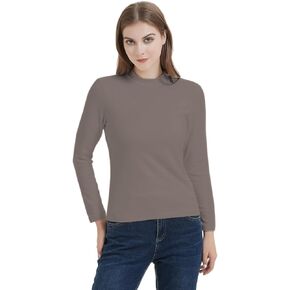 Flenwgo Heat Womens Ultra Soft Thermal Lightweight Baselayer Mock Neck Long Sleeve Underwear Top
