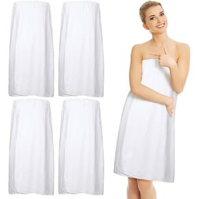 Tigeen 4 Pcs Spa Wrap Body Towel Wrap Microfiber Robes for Women Bath Wrap with Adjustable Closure for Shower, 60 x 32 Inch
