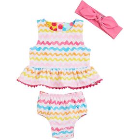 Mud Pie Girls' Standard Rainbow Reversible Two Piece with Headband in Saudi Arabia