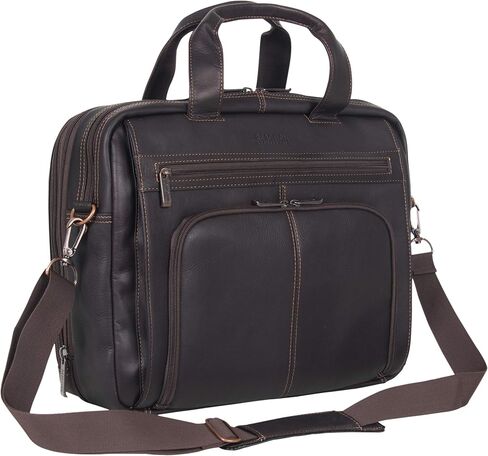 Kenneth Cole REACTION Out Of The Bag Manhattan Colombian Leather RFID 15.6" Laptop Briefcase, Brown in Saudi Arabia