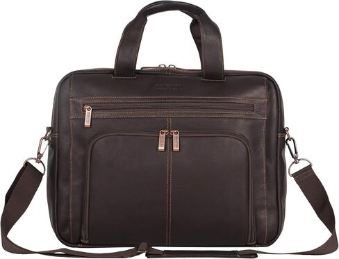 Kenneth Cole REACTION Out Of The Bag Manhattan Colombian Leather RFID 15.6" Laptop Briefcase, Brown in Saudi Arabia