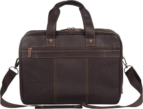 Kenneth Cole REACTION Out Of The Bag Manhattan Colombian Leather RFID 15.6" Laptop Briefcase, Brown in Saudi Arabia