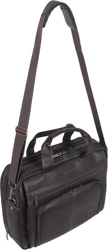 Kenneth Cole REACTION Out Of The Bag Manhattan Colombian Leather RFID 15.6" Laptop Briefcase, Brown in Saudi Arabia