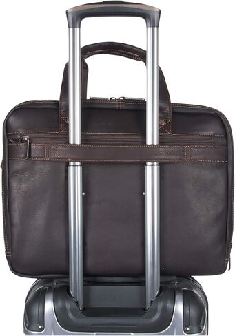 Kenneth Cole REACTION Out Of The Bag Manhattan Colombian Leather RFID 15.6" Laptop Briefcase, Brown in Saudi Arabia