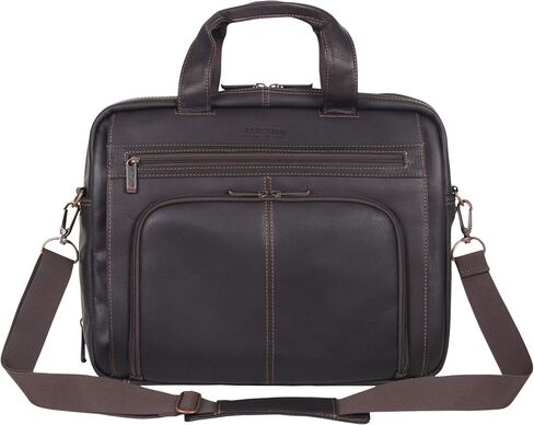 Kenneth Cole REACTION Out Of The Bag Manhattan Colombian Leather RFID 15.6" Laptop Briefcase, Brown in Saudi Arabia