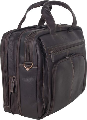 Kenneth Cole REACTION Out Of The Bag Manhattan Colombian Leather RFID 15.6" Laptop Briefcase, Brown in Saudi Arabia