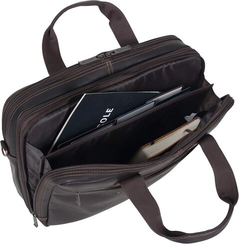 Kenneth Cole REACTION Out Of The Bag Manhattan Colombian Leather RFID 15.6" Laptop Briefcase, Brown in Saudi Arabia