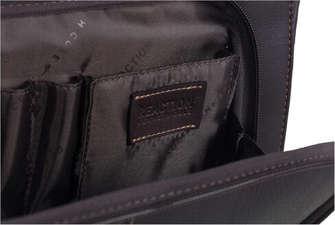 Kenneth Cole REACTION Out Of The Bag Manhattan Colombian Leather RFID 15.6" Laptop Briefcase, Brown in Saudi Arabia