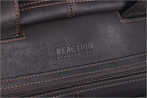 Kenneth Cole REACTION Out Of The Bag Manhattan Colombian Leather RFID 15.6" Laptop Briefcase, Brown in Saudi Arabia