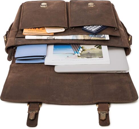 LEABAGS Leather Briefcases for Men - Genuine Leather Cambridge 15 Inch Laptop Bag - Messenger Bag Vintage Shoulder Bag in Kuwait