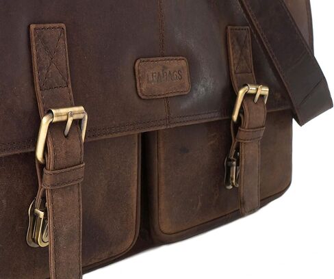LEABAGS Leather Briefcases for Men - Genuine Leather Cambridge 15 Inch Laptop Bag - Messenger Bag Vintage Shoulder Bag in Kuwait