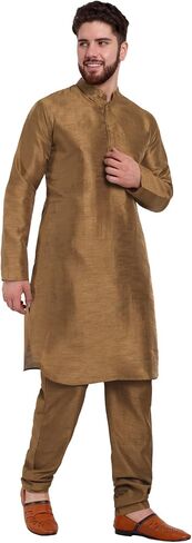 SKAVIJ Men's Art Silk Tunic Kurta Pyjama Casual Ethnic Dress Regular Fit in Saudi Arabia