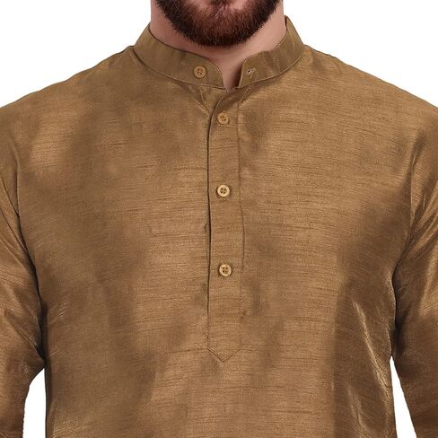 SKAVIJ Men's Art Silk Tunic Kurta Pyjama Casual Ethnic Dress Regular Fit in Saudi Arabia