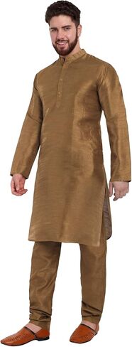 SKAVIJ Men's Art Silk Tunic Kurta Pyjama Casual Ethnic Dress Regular Fit in Saudi Arabia