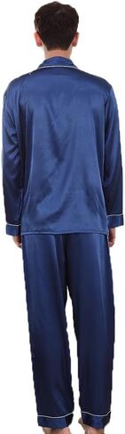 ZUEVI Men's Stain Pajamas set Classic Silk like Sleepwear Set Button-Down Loungwear Pj Sets in Saudi Arabia