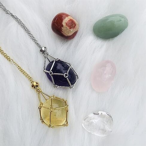 عقد حامل حجر كريستال من جوهوبسون، عقد حامل قلادة كريستال قابل للتعديل، عقد حامل كريستال يدوي الصنع، مجوهرات احجار كريمة هدية للنساء والرجال in Kuwait