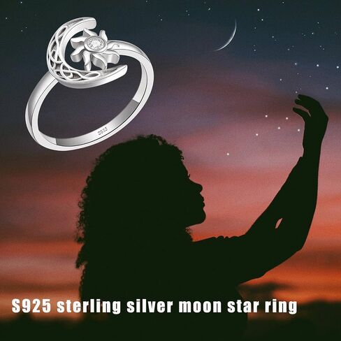JXJL Cute Sterling Silver Ring Adjustable for Women Teen Girls Birthday Halloween Christmas S925 Silver Jewelry Gift in Kuwait
