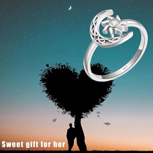 JXJL Cute Sterling Silver Ring Adjustable for Women Teen Girls Birthday Halloween Christmas S925 Silver Jewelry Gift in Kuwait