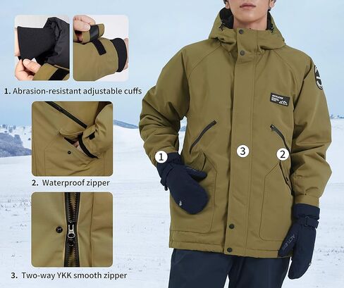 Actleis Men's Waterproof Snowboarding Jacket Winter Warm Windproof Ski Snow Coat With Hood in Kuwait