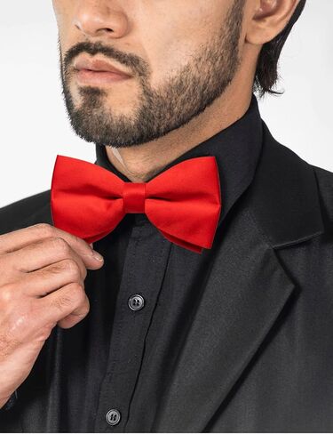 DiBanGu 3PCS Bow Ties for Men Pre-Tied Bow Tie and Pocket Square Set Adjustable Solid Satin Formal Tuxedo Bow Tie Wedding in Saudi Arabia